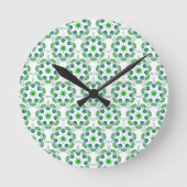 Leaf Pattern, Pattern Of Leaves, Green Leaves Round Clock 