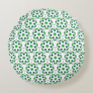 Leaf Pattern, Pattern Of Leaves, Green Leaves Round Cushion