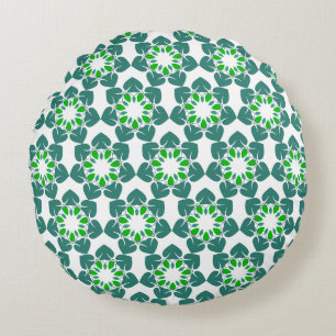 Leaf Pattern, Pattern Of Leaves, Green Leaves Round Cushion