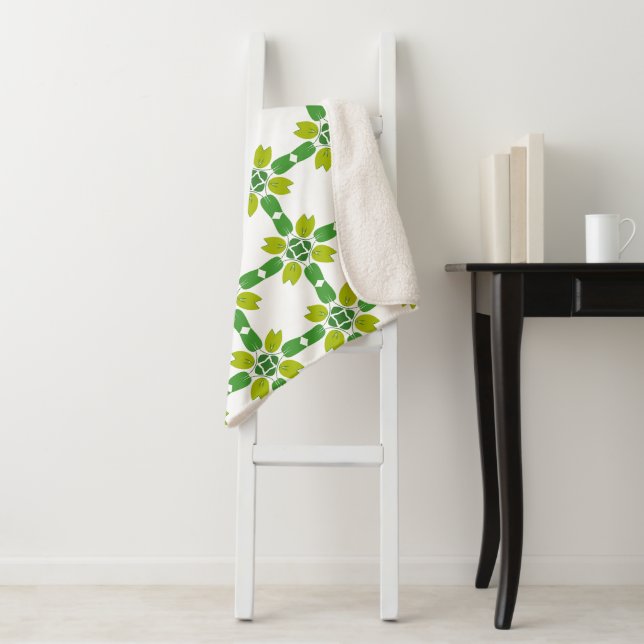 Leaf Pattern, Pattern Of Leaves, Green Leaves Sherpa Blanket (In Situ)