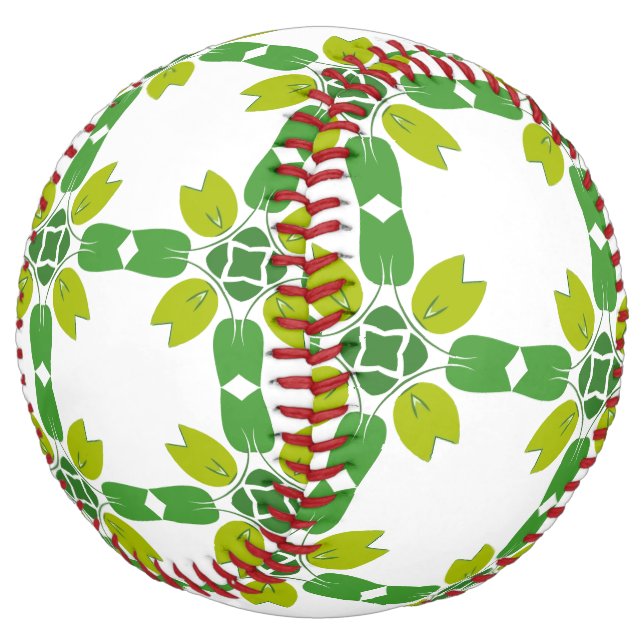 Leaf Pattern, Pattern Of Leaves, Green Leaves Softball (Angled)