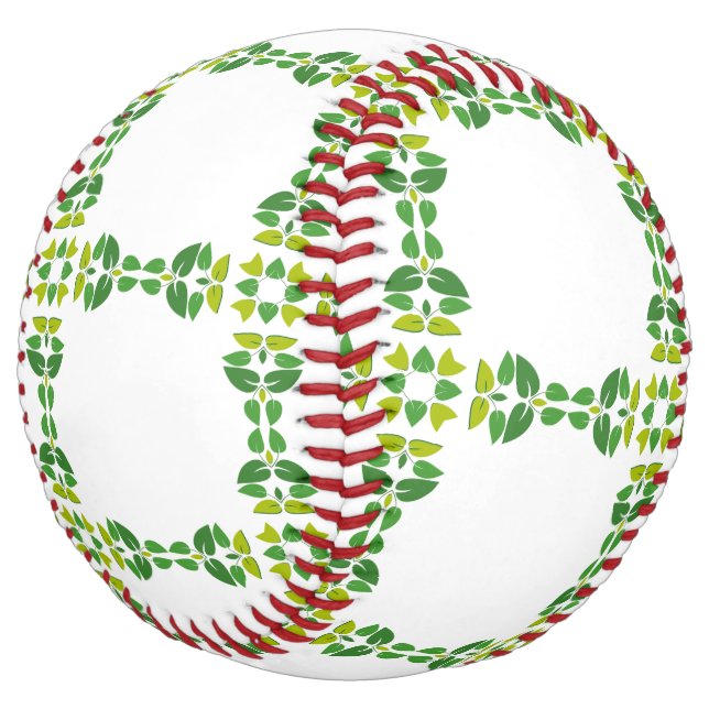 Leaf Pattern, Pattern Of Leaves, Green Leaves Softball (Angled)