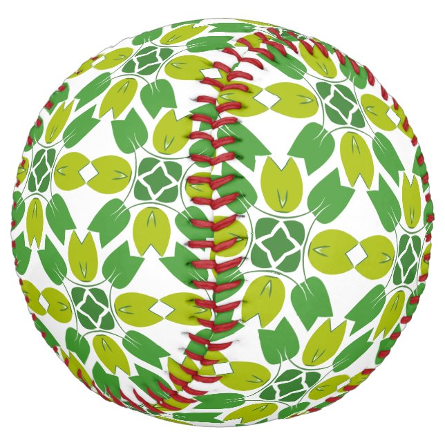 Leaf Pattern, Pattern Of Leaves, Green Leaves Softball (Angled)