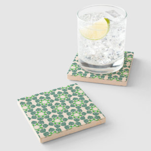 Leaf Pattern, Pattern Of Leaves, Green Leaves Stone Coaster