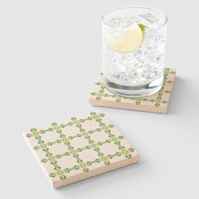 Leaf Pattern, Pattern Of Leaves, Green Leaves Stone Coaster (Side)