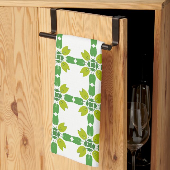 Leaf Pattern, Pattern Of Leaves, Green Leaves Tea Towel (Thirds Fold)