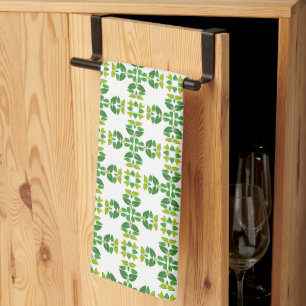 Leaf Pattern, Pattern Of Leaves, Green Leaves Tea Towel