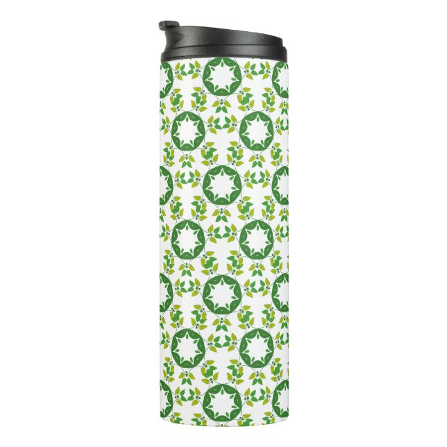 Leaf Pattern, Pattern Of Leaves, Green Leaves Thermal Tumbler (Rotated Right)