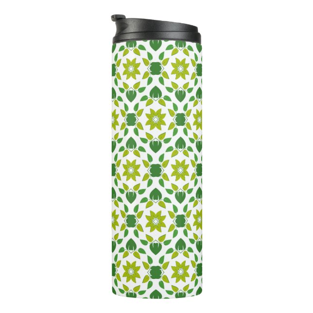 Leaf Pattern, Pattern Of Leaves, Green Leaves Thermal Tumbler (Rotated Right)