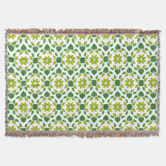 Leaf Pattern, Pattern Of Leaves, Green Leaves Throw Blanket (Front)