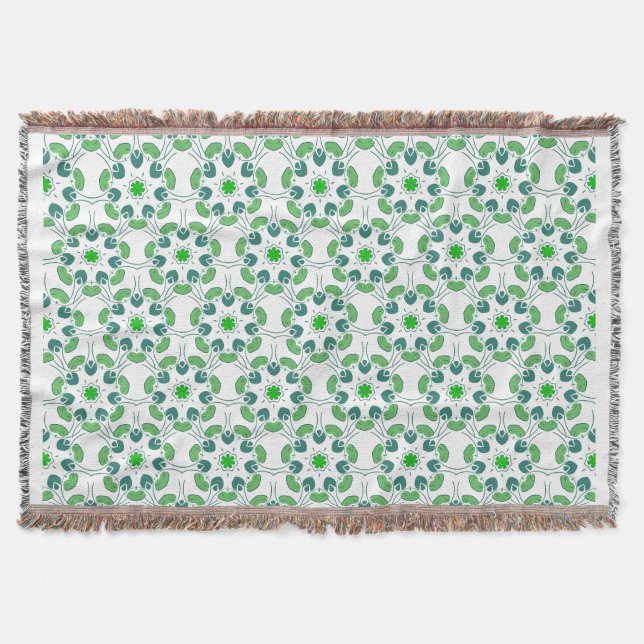 Leaf Pattern, Pattern Of Leaves, Green Leaves Throw Blanket (Front)