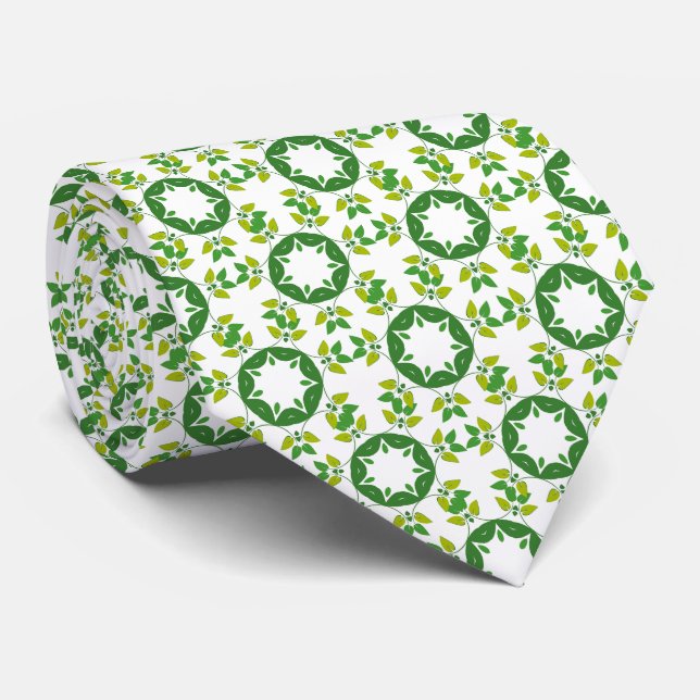 Leaf Pattern, Pattern Of Leaves, Green Leaves Tie (Rolled)