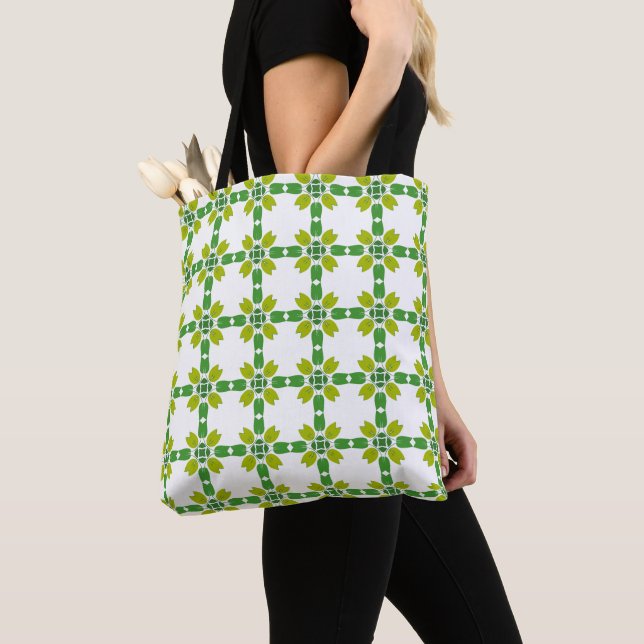 Leaf Pattern, Pattern Of Leaves, Green Leaves Tote Bag (Close Up)