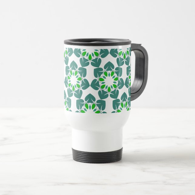 Leaf Pattern, Pattern Of Leaves, Green Leaves Travel Mug (Front Right)