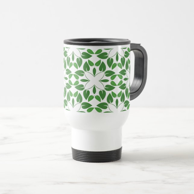Leaf Pattern, Pattern Of Leaves, Green Leaves Travel Mug (Front Right)