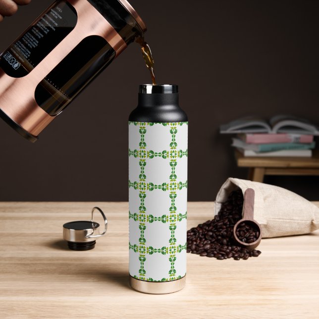 Leaf Pattern, Pattern Of Leaves, Green Leaves Water Bottle (Coffee)