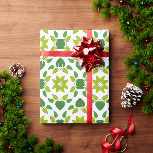 Leaf Pattern, Pattern Of Leaves, Green Leaves Wrapping Paper (Holiday Gift)