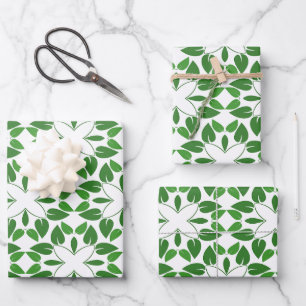 Leaf Pattern, Pattern Of Leaves, Green Leaves Wrapping Paper Sheet