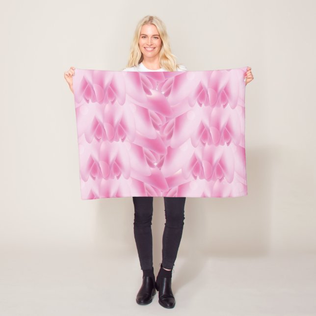leaf Pattern, pink Fleece Blanket (In Situ)