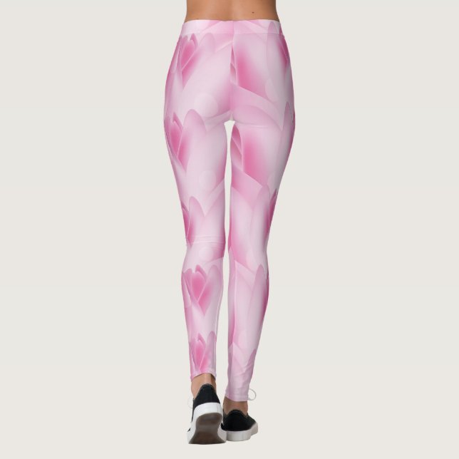 leaf Pattern, pink Leggings (Back)