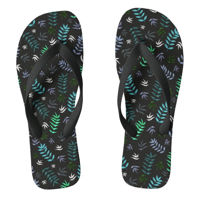 Leaf pattern stylish, modern blue & black flip flops (Footbed)