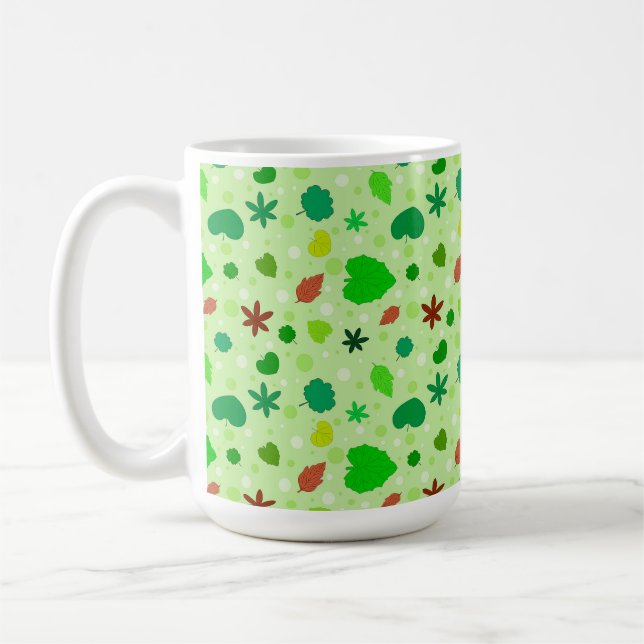 Leaf Pattern with Various Shapes and Colours Coffee Mug (Left)