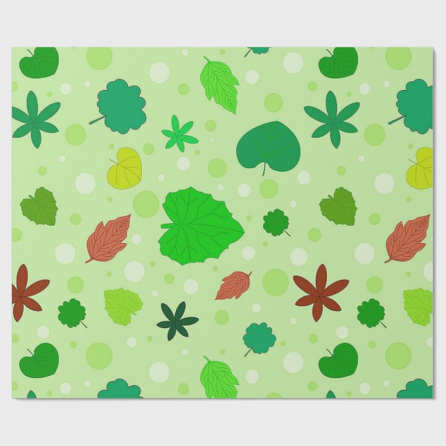 Leaf Pattern with Various Shapes and Colours Wrapping Paper (Flat)