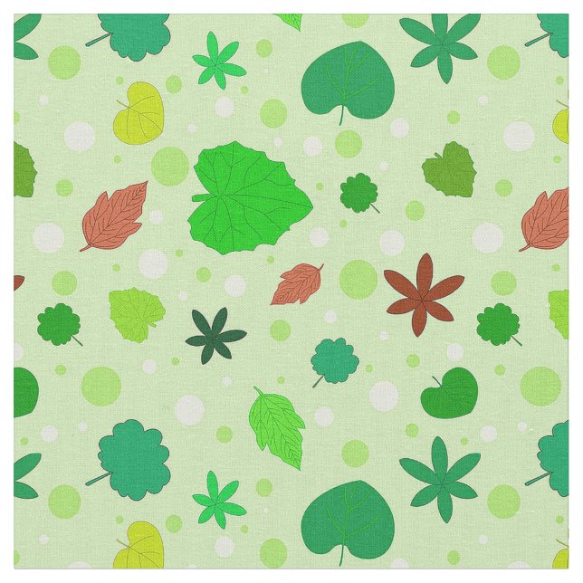 Leaf Pattern with Various Shapes Fabric (Close Up)