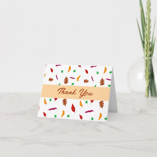 Leaf patterns - Folded Thank You Card (Front)