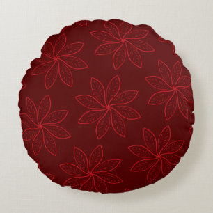 Leaf Print Decorative Round Pillow