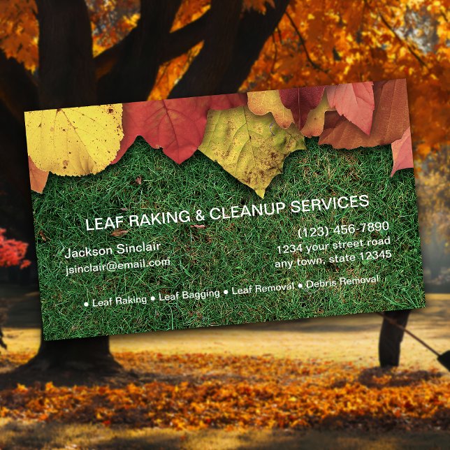 Leaf Raking and Cleanup Business Card (Creator Uploaded)