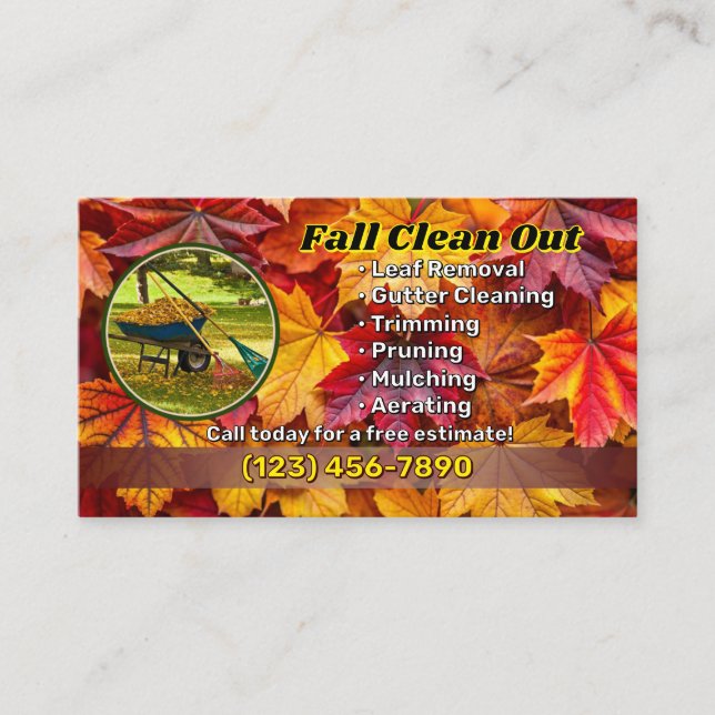 Leaf removal business cards (Front)