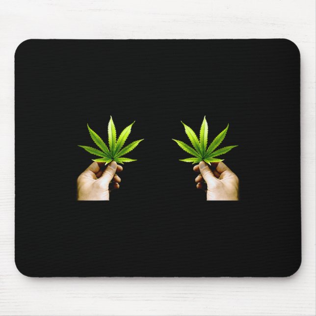 Leaf S Breast Funny Pot Weed Leaves Christmas Biki Mouse Mat (Front)