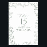 Leaf Sage Green Elegant Monogram Table Card<br><div class="desc">We're loving these trendy, Leaf Sage Green Elegant Monogram table numbers! Simple, elegant, and oh-so-pretty, it features a hand drawn leaf frame. It is personalised in elegant typography, and accented with hand-lettered calligraphy, an online exclusive and one of our most treasured designs. This modern take on classic elegance is sure...</div>
