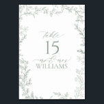 Leaf Sage Green Elegant Monogram Table Card<br><div class="desc">We're loving these trendy, Leaf Sage Green Elegant Monogram table numbers! Simple, elegant, and oh-so-pretty, it features a hand drawn leaf frame. It is personalised in elegant typography, and accented with hand-lettered calligraphy, an online exclusive and one of our most treasured designs. This modern take on classic elegance is sure...</div>