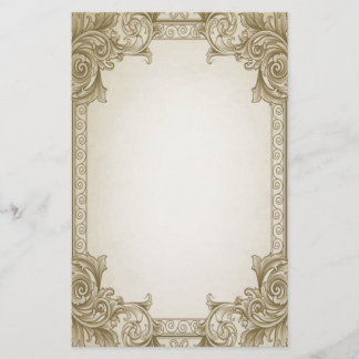 Leaf Scrolls- Brown Stationery
