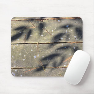Leaf Shadows On Wood Mouse Mat