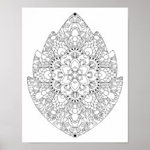 Leaf Shape Floral Mandala Adult Colouring