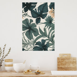 Leaf shapes beauty pattern poster