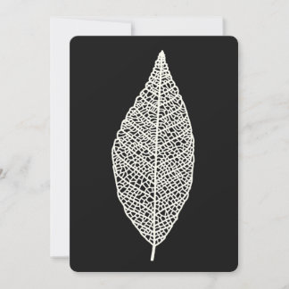 Leaf skeleton line art black and white Flat Card