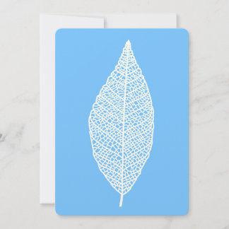 Leaf skeleton line art blue and white Flat Card