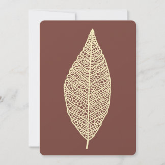 Leaf skeleton line art brown and cream Flat Card