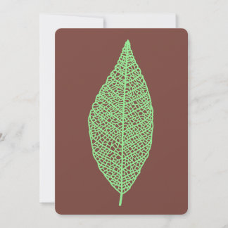 Leaf skeleton line art brown and green Flat Card