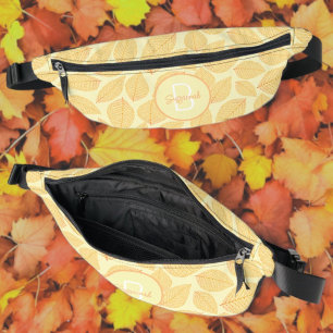 Leaf Skeleton Pattern with Initial Monogram Bum Bags