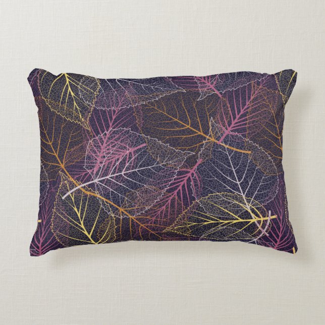 Leaf skeleton seamless pattern,background with col decorative cushion (Front)