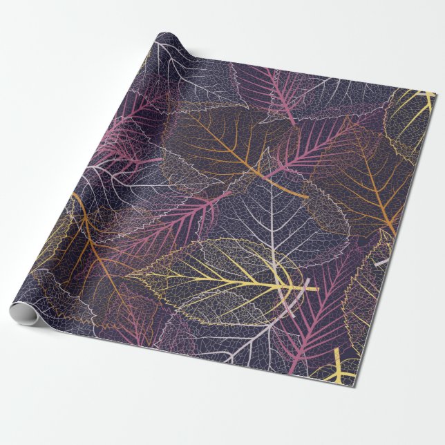 Leaf skeleton seamless pattern,background with col wrapping paper (Unrolled)
