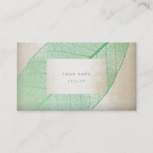 Leaf Skeletron Mint Ivory Pastel Delicate Glam Appointment Card