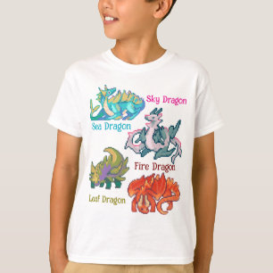 Leaf, sky, fire, sea Dragon pixel art T-Shirt