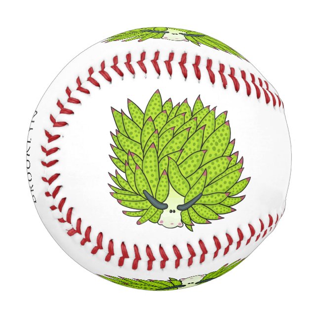 Leaf slug cartoon illustration baseball (Front Left)