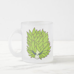 Leaf slug cartoon illustration frosted glass coffee mug